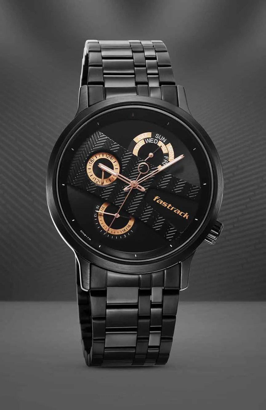 

Titan | Fastrack Exuberant Quartz Multifunction Brown Dial Stainless Steel Strap Watch for Guys