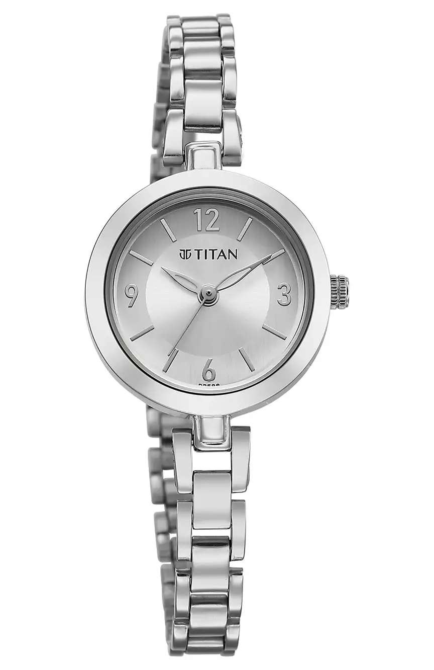 Titan Karishma Silver Round Dial Metal Strap Analog Watch for Women