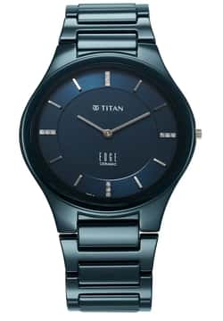Titan Edge Ceramic Quartz in Atlantic Blue Dial with Diamonds Watch for Men