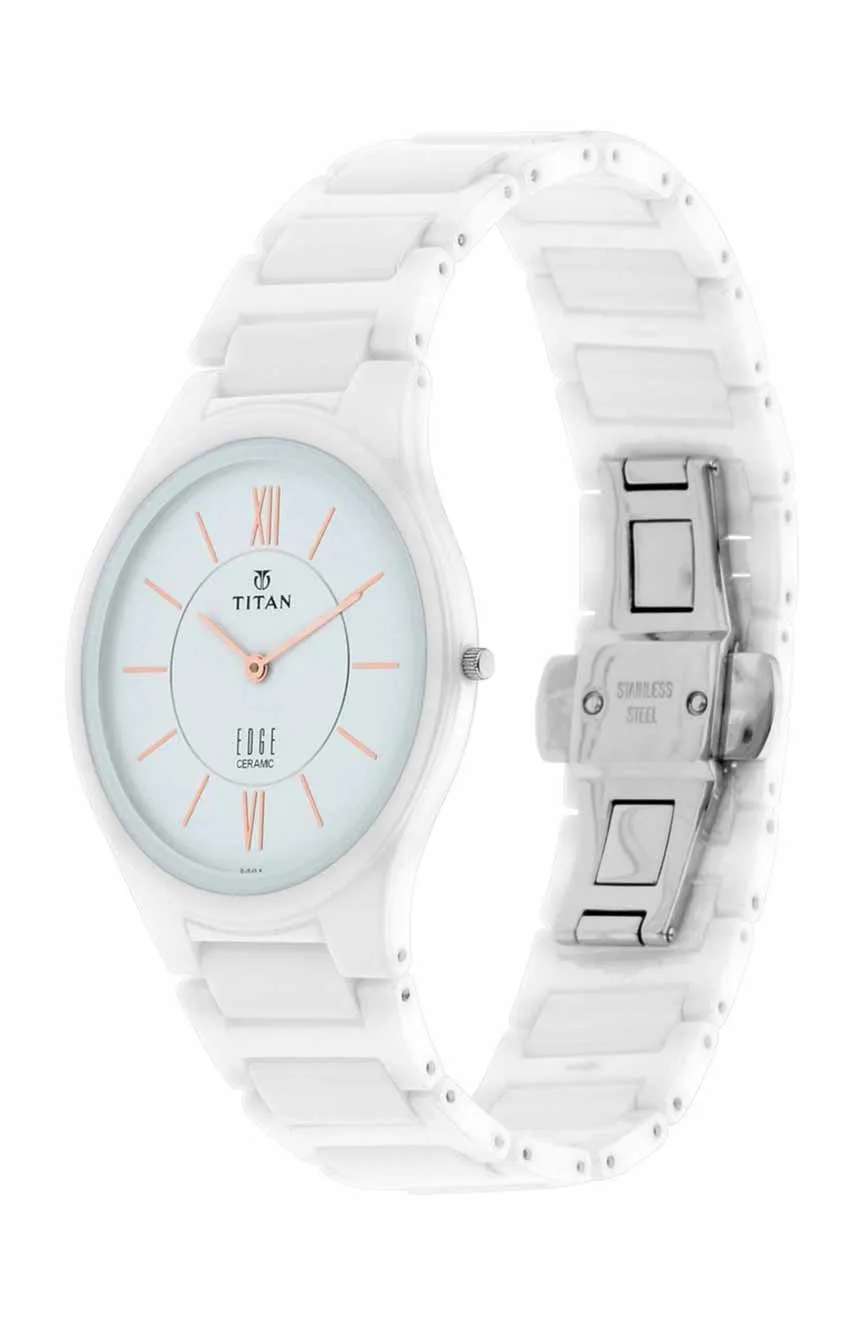 Titan Edge Ceramic White Dial Analog Ceramic Strap watch for Men