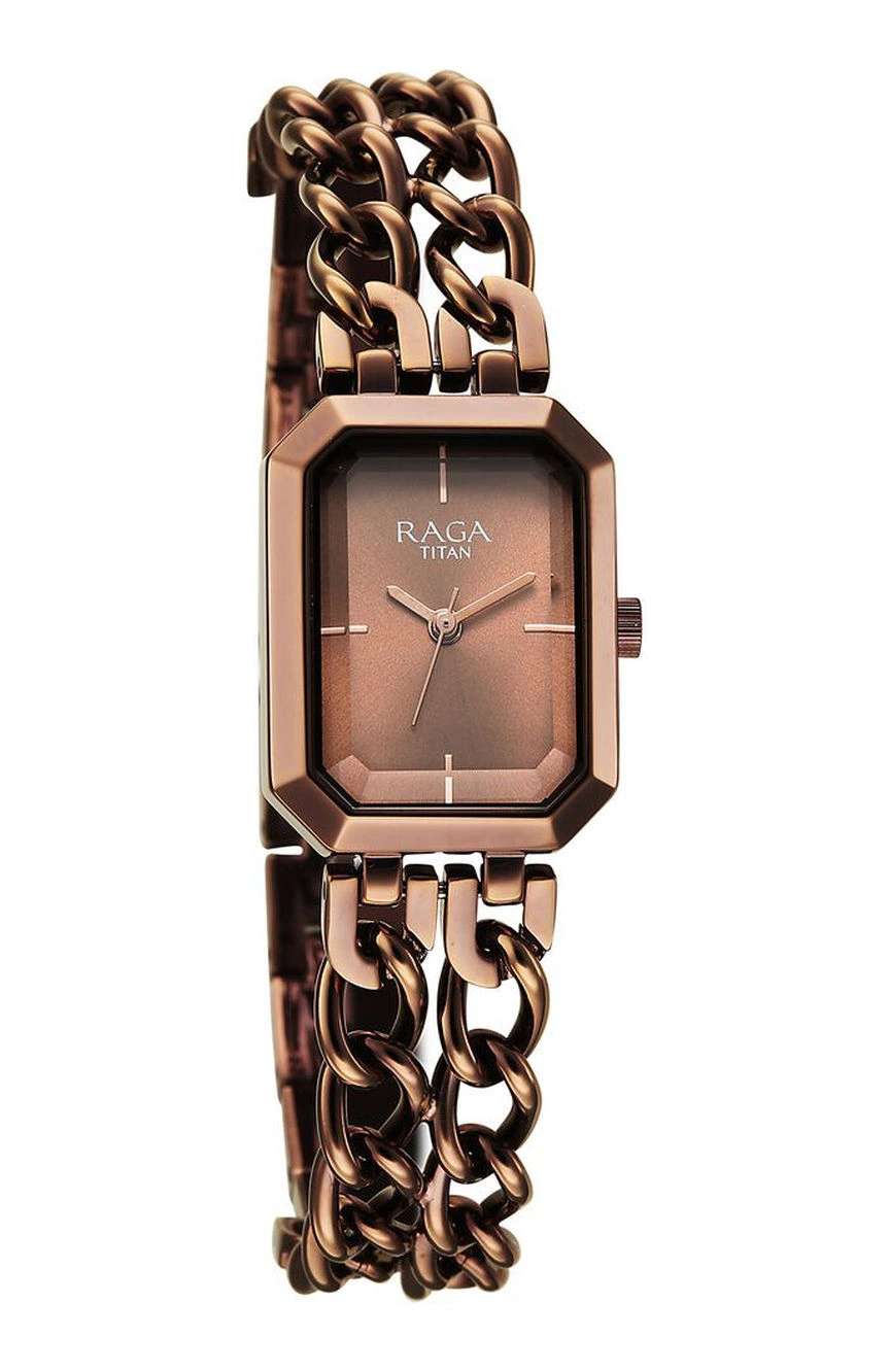 Titan Raga Showstopper Quartz Analog Brown Dial Metal Strap Watch For Women