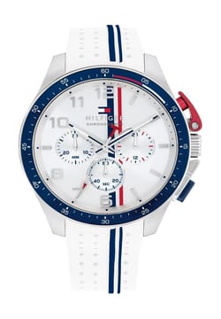 Tommy Hilfiger ساعة بنك مقاس 46 مم بسوار سيليكون من تومي هيلفيغر للرجال