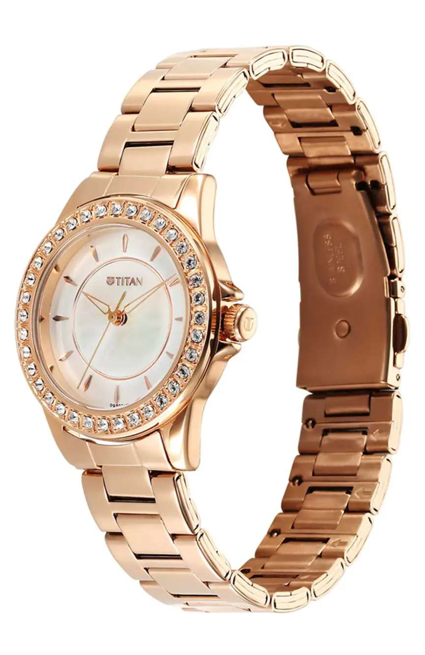 Titan Midnight Radiance Rose Gold Strap Watch for Women