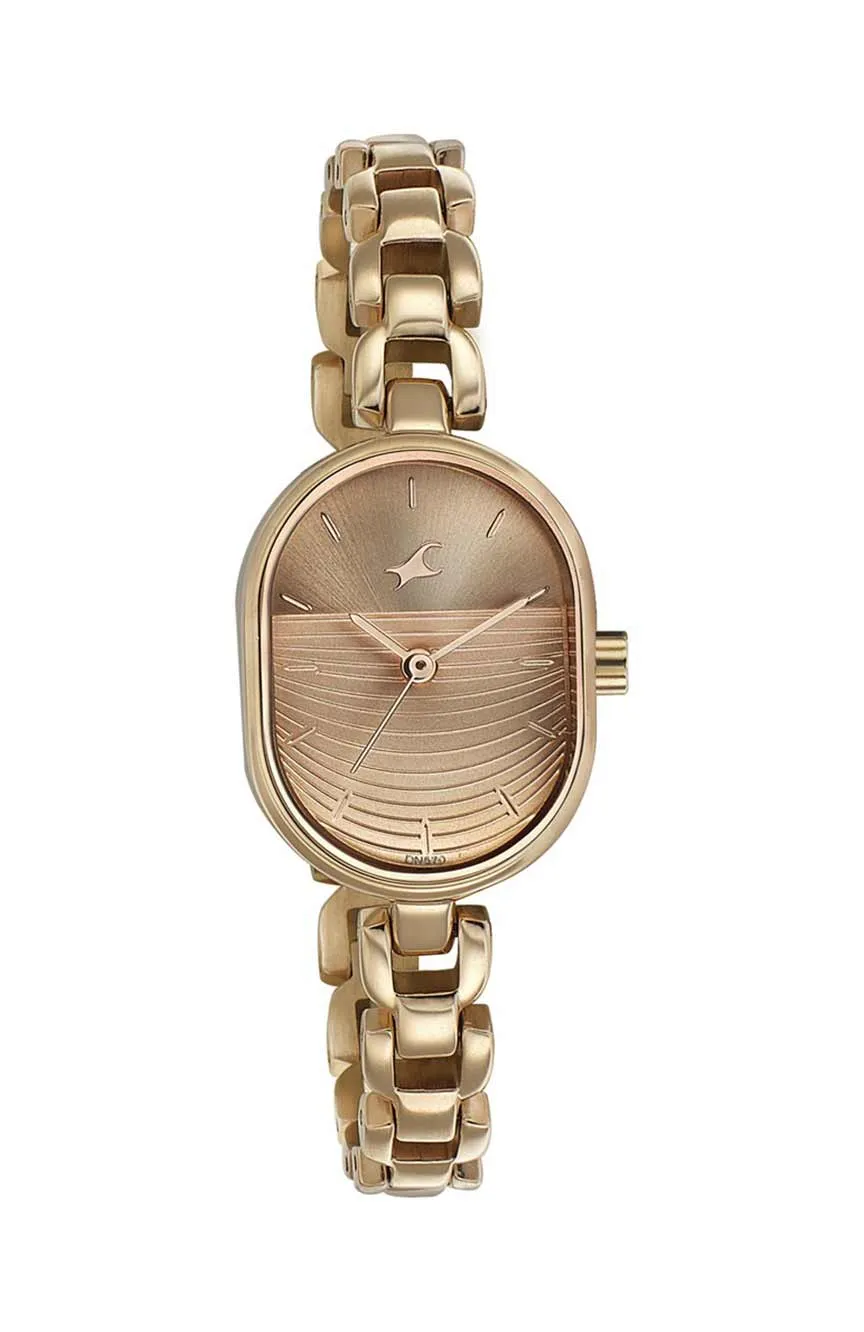 

Titan | Fastrack Style Up Golden Dial Metal Strap Watch for Girls