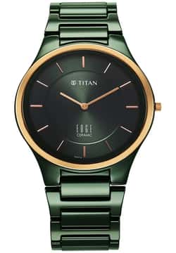 Titan Edge Bicolour Quartz Analog Green Dial And Green Ceramic Strap Watch For Men