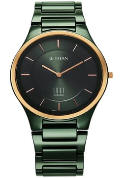 Titan Edge Bicolour Quartz Analog Green Dial And Green Ceramic Strap Watch For Men