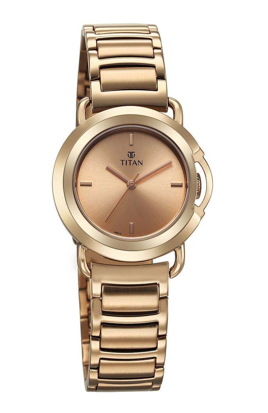 تيتان Workmode Quartz Analog Rose Gold Dial Stainless Steel Strap Watch For Women