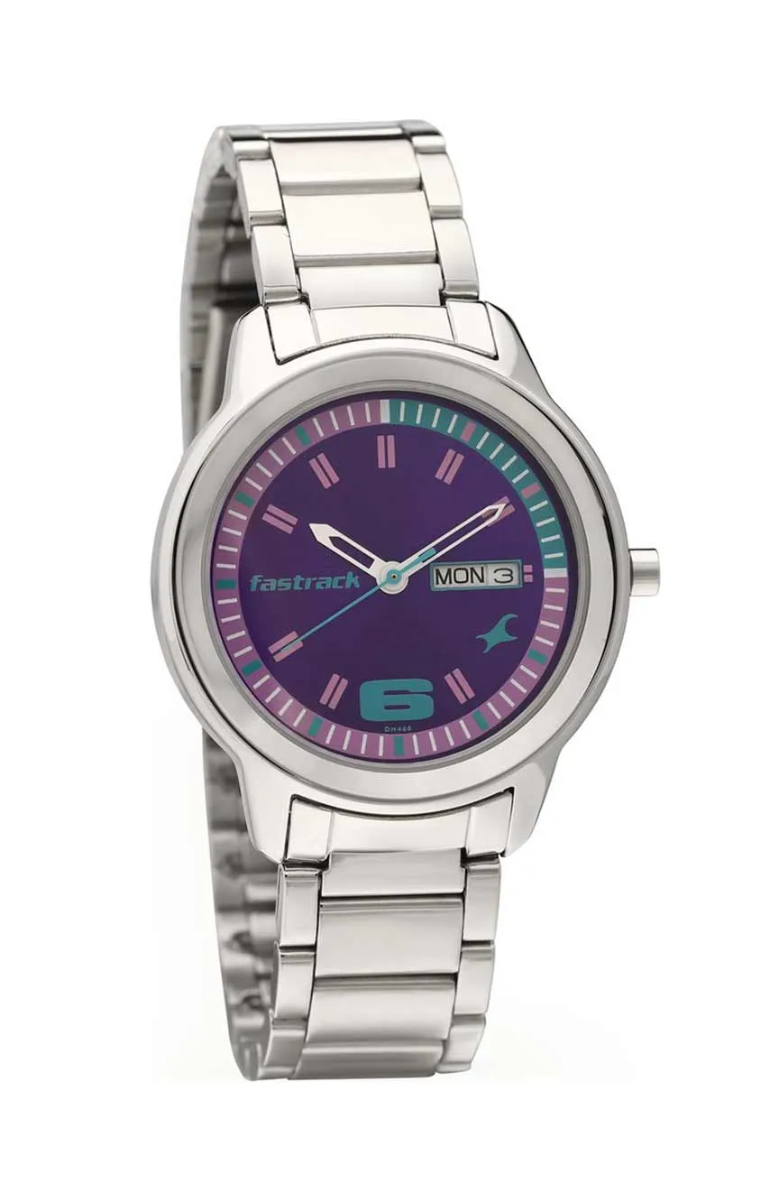 

Titan | Fastrack Purple Dial Quartz Analog with Day and Date Watch for Girls