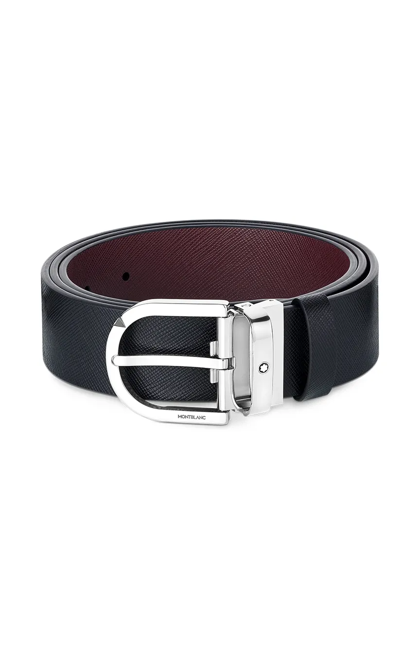 

Montblanc | Horseshoe buckle printed blackmosto 35 mm reversible leather belt