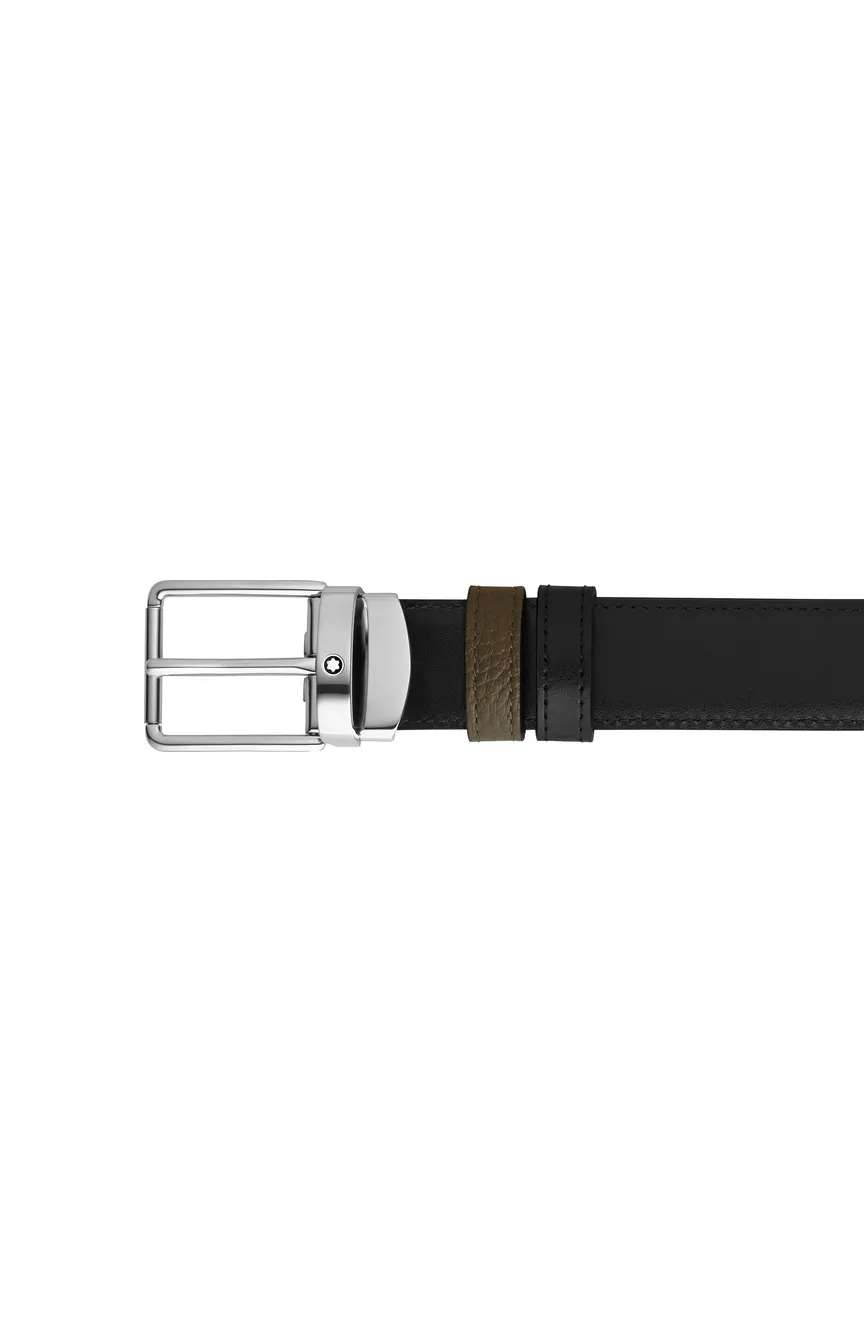 Montblanc Everyday buckle khaki/black 30mm reversible leather belt