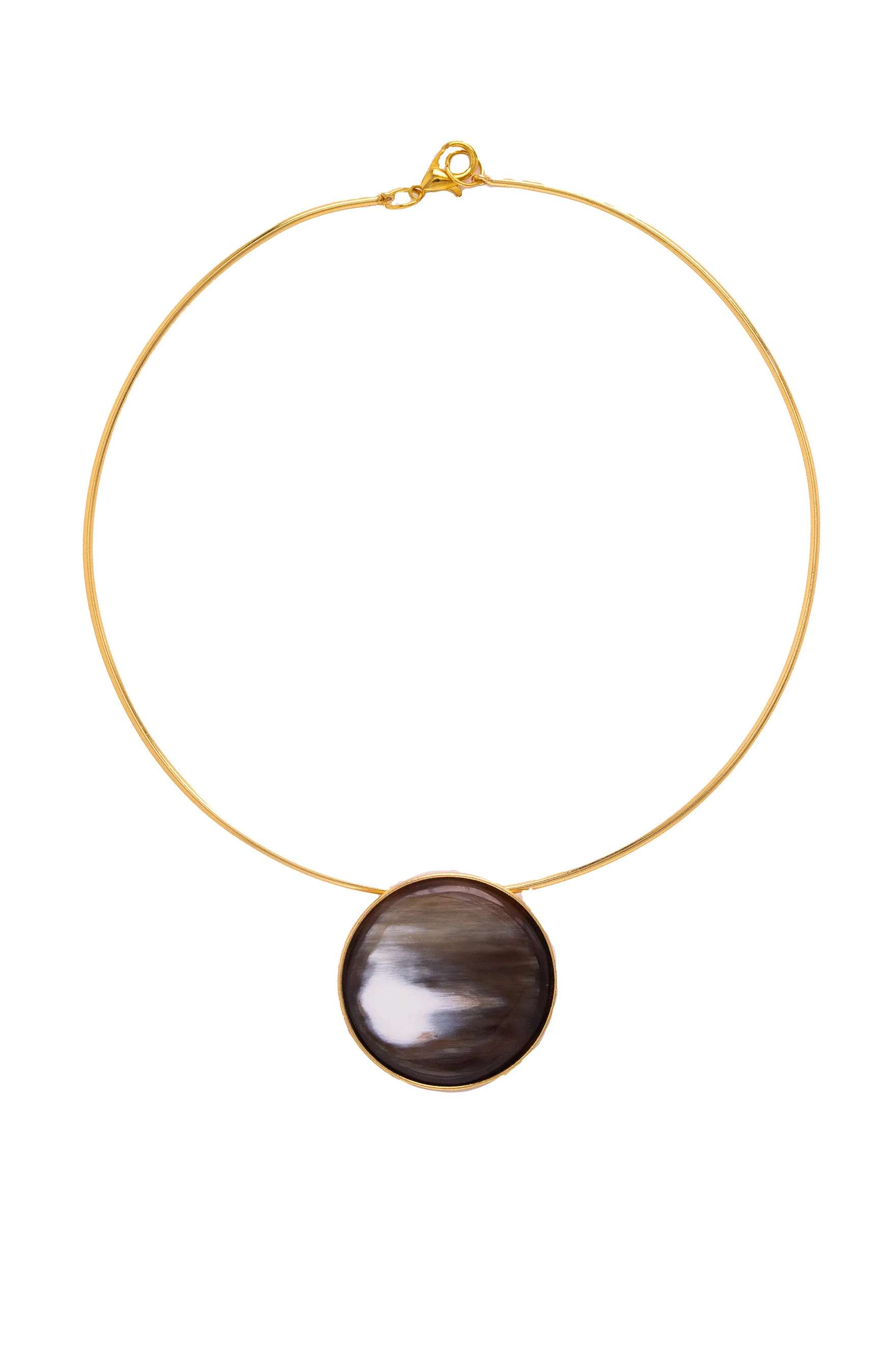 Soyang Paris Gold Plated Brass Bezel horn Necklace
