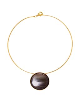 Soyang Paris Gold Plated Brass Bezel horn Necklace