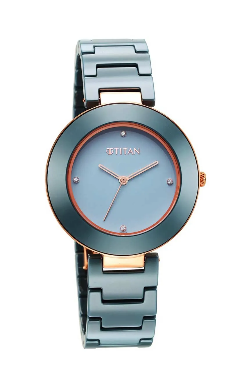 

Titan | Titan Purple Ceramics Blue Dial Analog Ceramic Strap Watch for Women