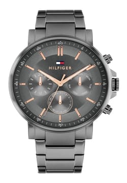 Tommy Hilfiger ساعة تايسون مقاس 44 مم بسوار ستانلس إستيل من تومي هيلفيغر للرجال