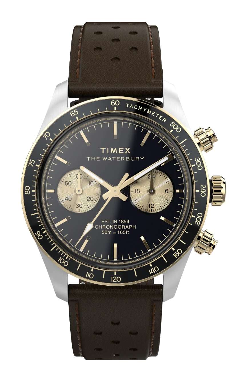 Timex Waterbury Heritage Chronograph 39mm Leather Strap Watch