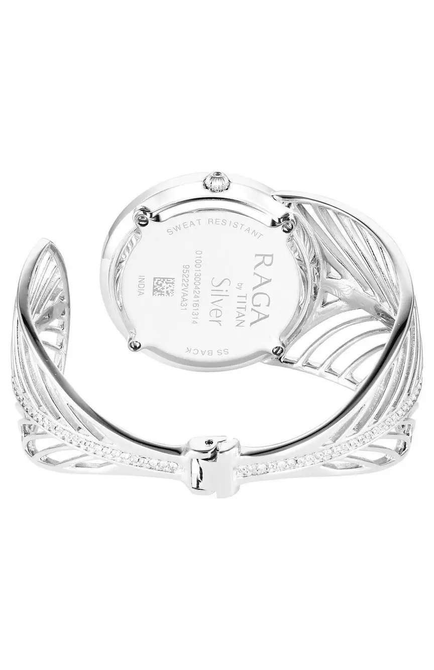 Titan Raga Silver Quartz Analog Blue Dial With Sterling Silver Metal Strap And Case Watch For Women (Small)