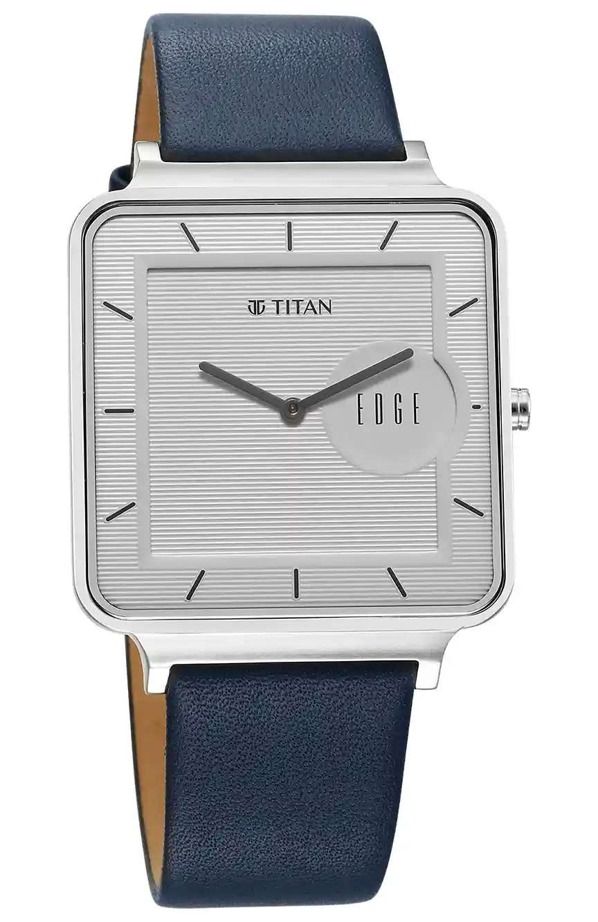 Titan Edge Quad Quartz Analog White Dial With Blue Leather Strap Watch For Men