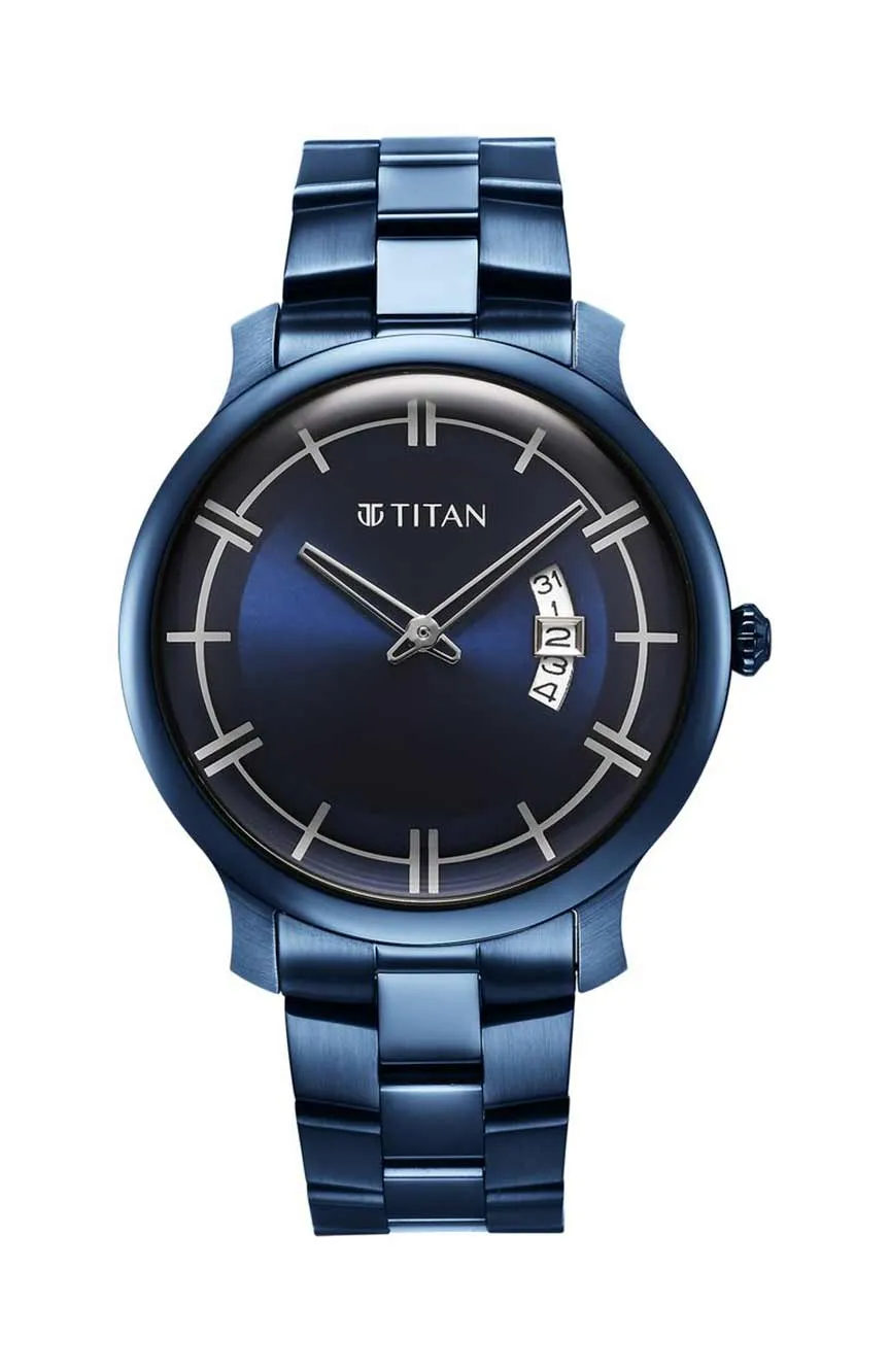 

Titan | Titan Classic Distincta Blue Dial Analog with Date Stainless Steel Strap watch for Men