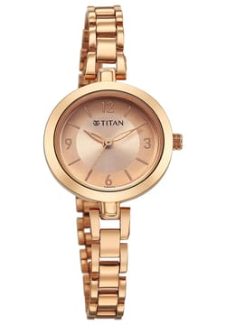 Titan Karishma Rose Gold Round Dial Metal Strap Analog Watch for Women