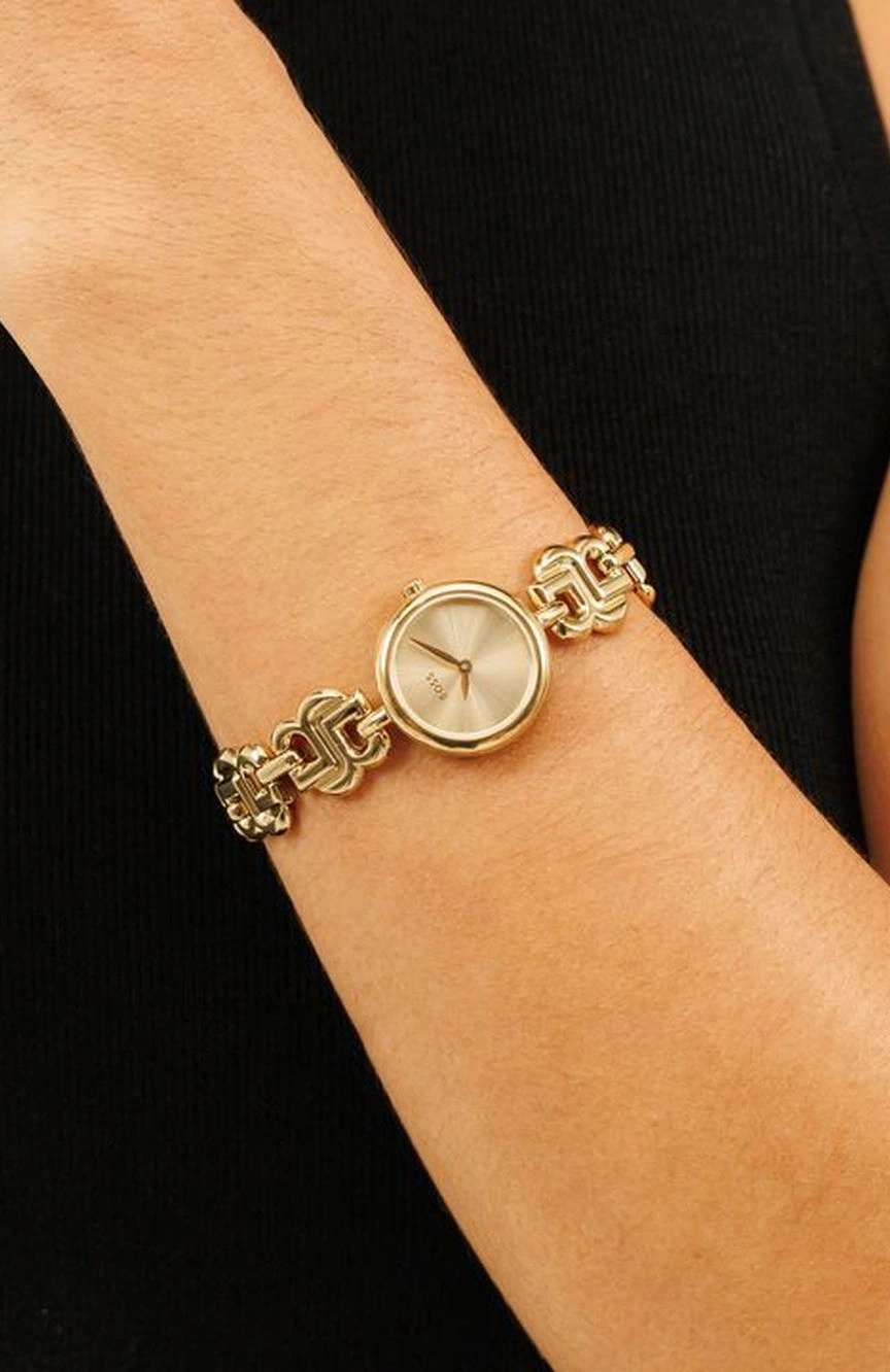 بوص ساعة بوص دبل بي دريسي مستديرة بسوار من الفولاذ المقاوم للصدأ مقاس 23 مم للنساء