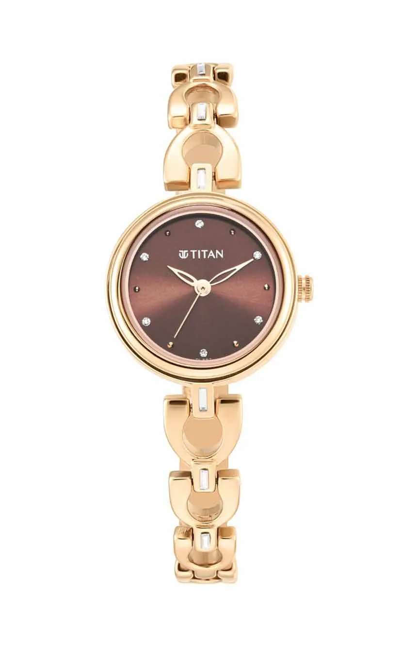 تيتان Lagan Brown Dial Analog Metal Strap Watch for Women