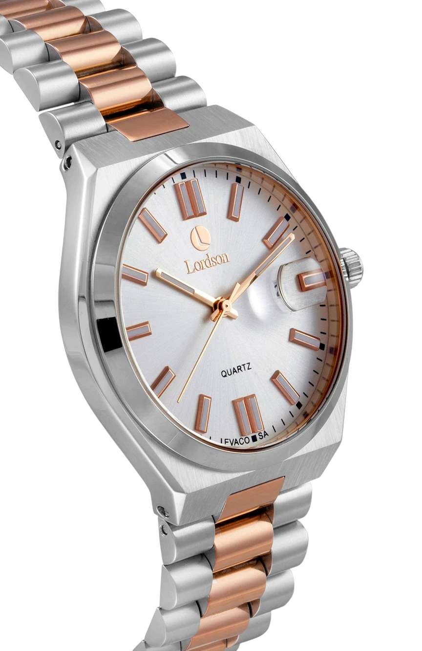 Lordson Gents Silver Rose Gold Stainless Steel watch