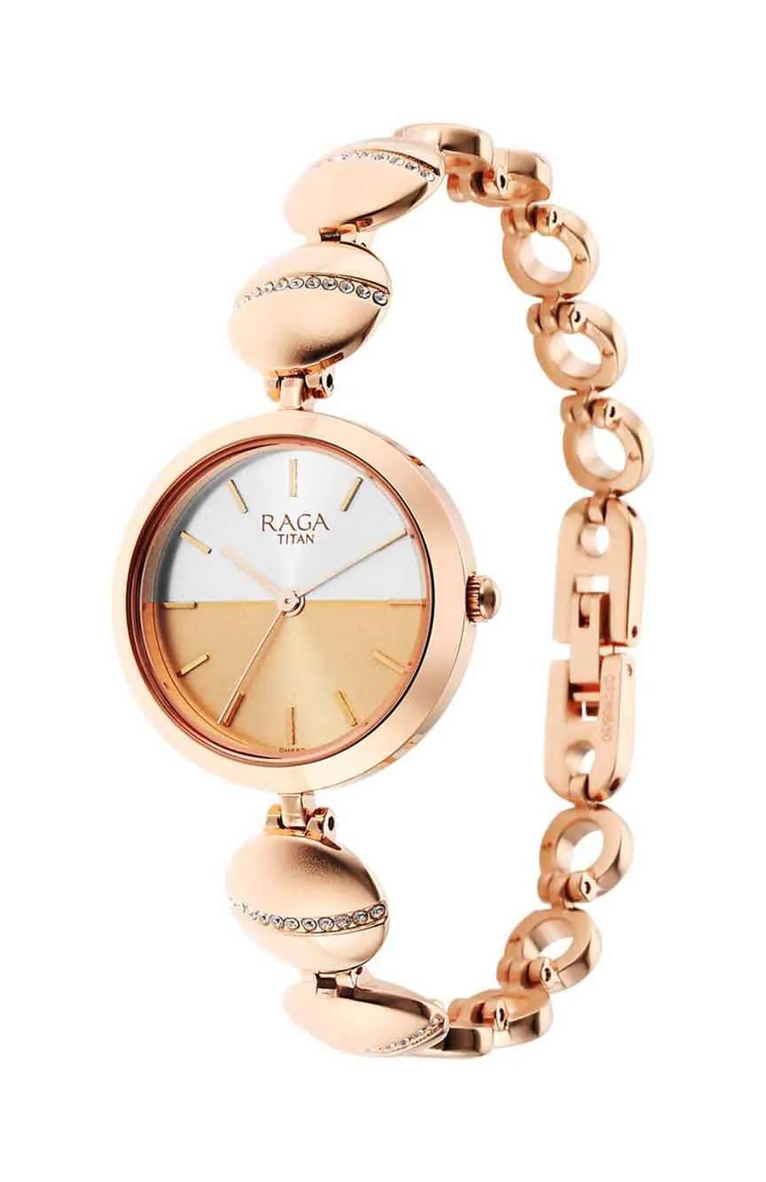 Titan Raga Delight Two Toned Dial Women Watch With Metal Strap
