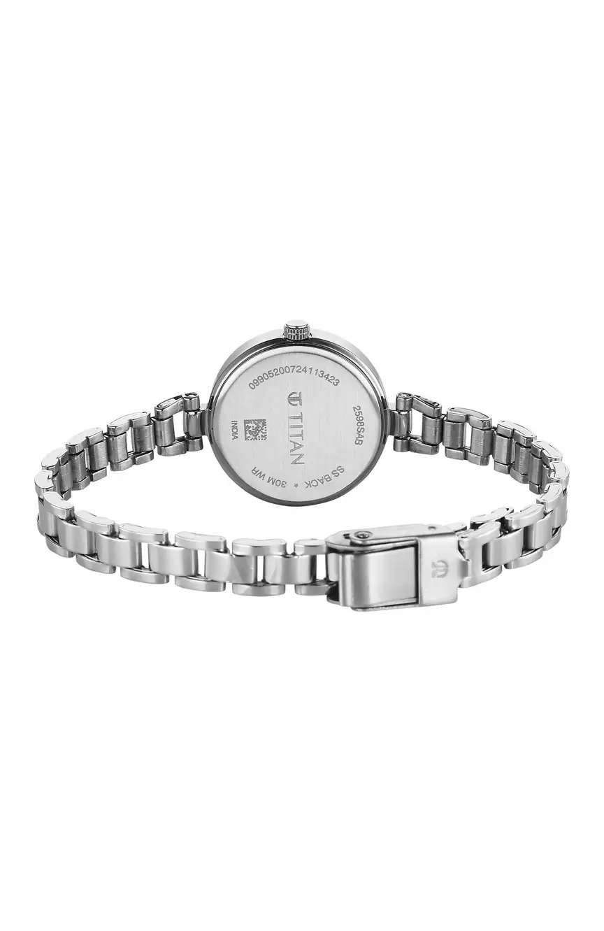 Titan Karishma Silver Round Dial Metal Strap Analog Watch for Women