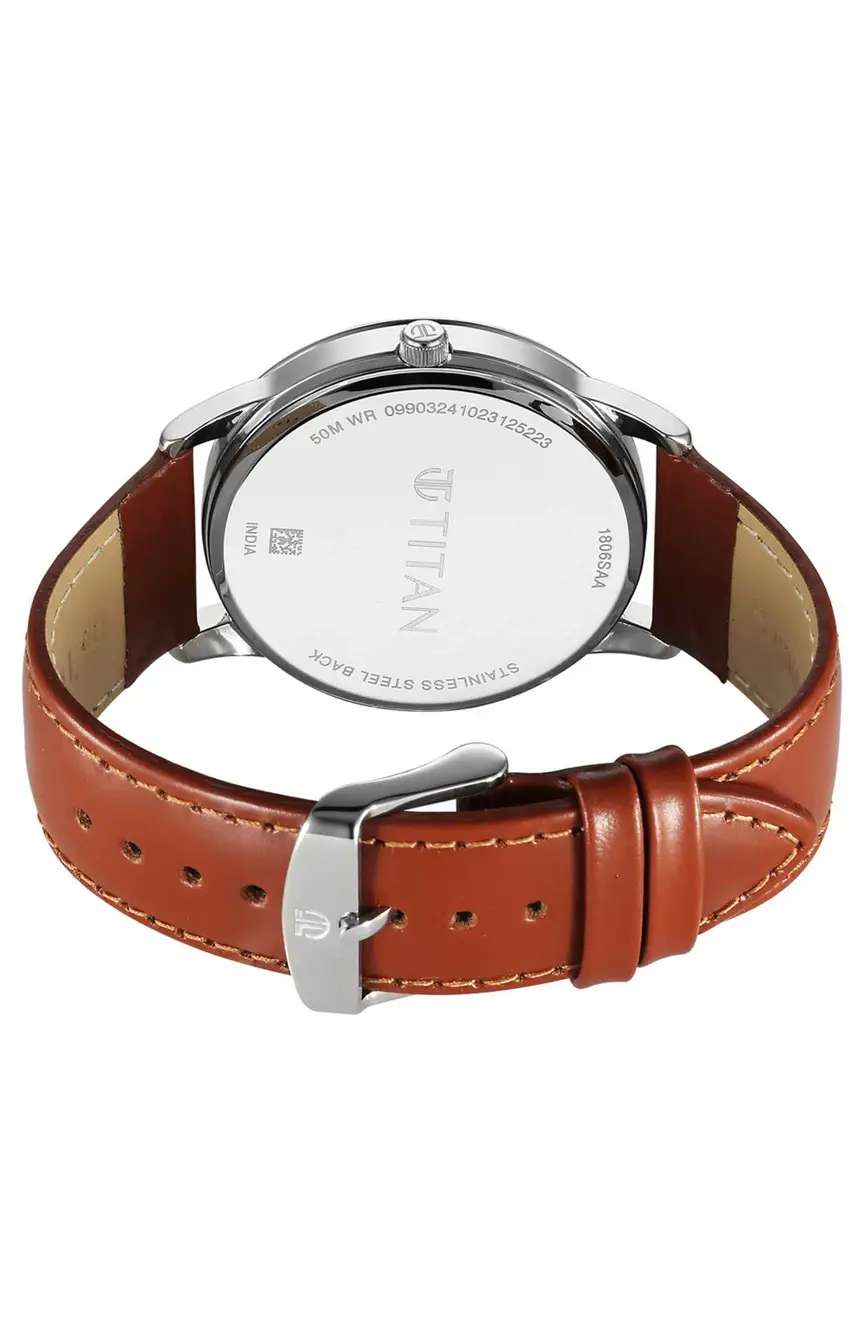 Titan Wrist Wit Quartz Analog with Date Blue Dial Leather Strap Watch for Men