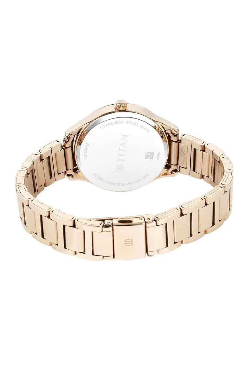 Titan Yin & Yang Light Champange Dial Analog Stainless steel Strap Watch for Women