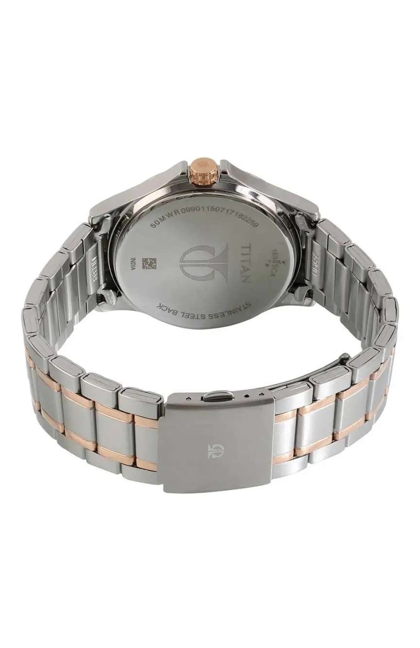 تيتان ساعة تيتان ويركوير كوارتز بميناء بني وسوار ستانلس إستيل للرجال