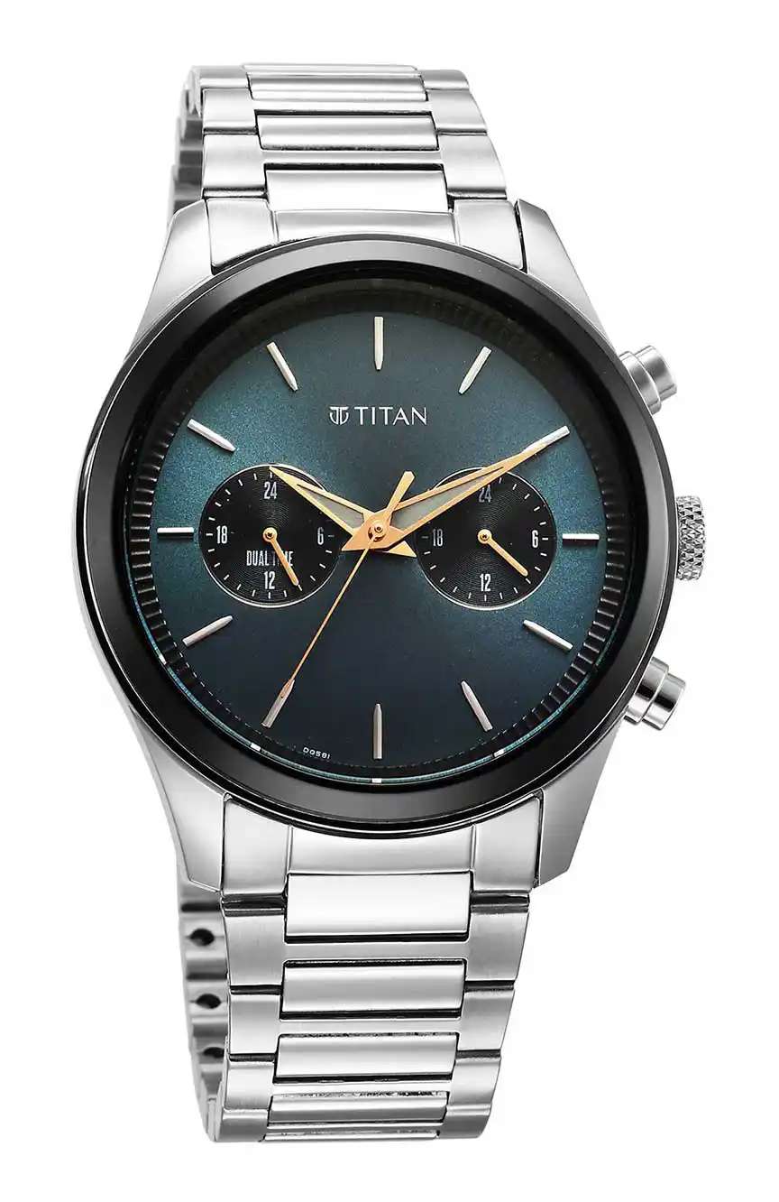 Titan Regalia Opulent Quartz Analog with Day and Date Black Dial Two Toned Stainless Steel Strap Watch for Men