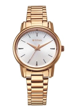 Titan Karishma Quartz Analog Silver Dial Rose Gold Stainless Steel Strap Watch For Women