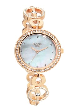 Titan Raga Mother of Pearl Dial Women Watch With Metal Strap