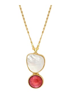 Satellite Noto Gold-Plated Metal Pendant Necklace With Mother-Of-Pearl And Glass Paste Cabochons - White