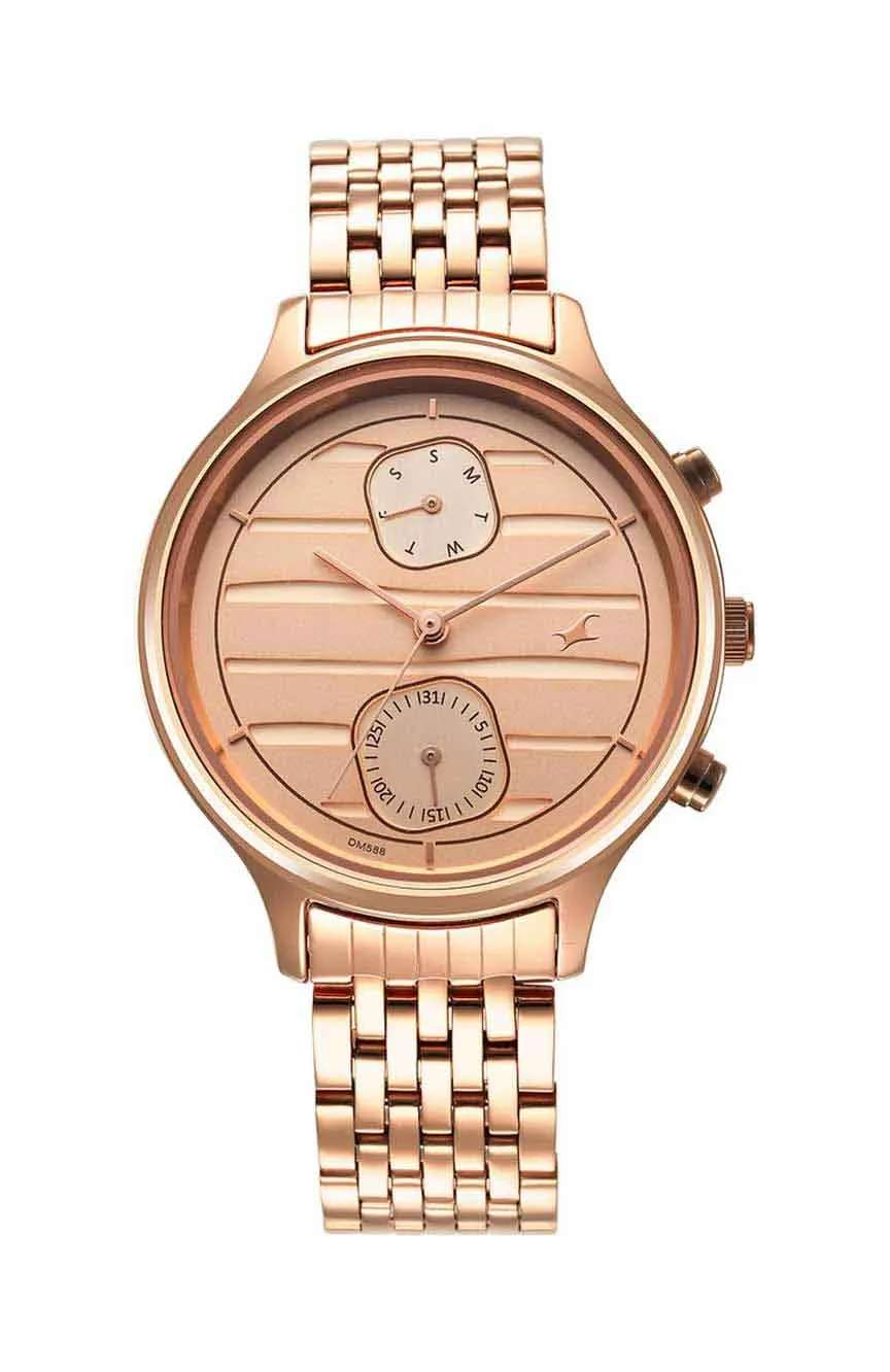 Titan Fastrack Style Up Rose Gold Dial Stainless Steel Strap Watch for Girls