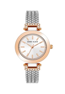 Anne Klein ساعة يد نسائية بسوار ستانلس ستيل بتقنية الكوارتز