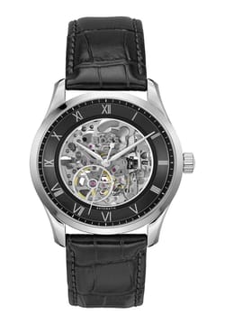 Boss ساعة بوص برينسيبل سكيليتون مستديرة بسوار من جلد العجل مقاس 41 مم للرجال