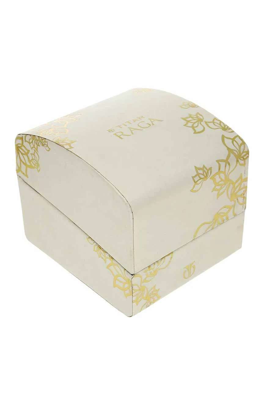 Titan Raga Viva Champagne Dial Analog Leather Strap Watch for Women