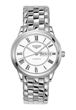 Longines ساعة يد رجالية أوتوماتيكية بقرص أبيض غير لامع