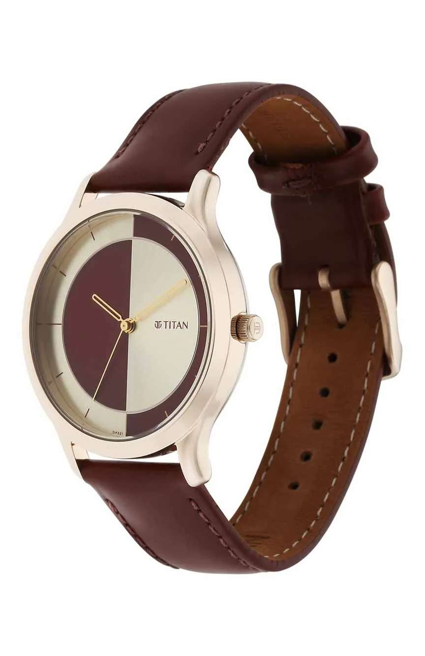 تيتان ساعة تيتان يين آند يانج بميناء أحمر وسوار جلدي للرجال