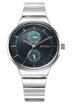 Titan Neo Multifunction Green Dial Silver Color Stainless Steel Strap Watch For Women