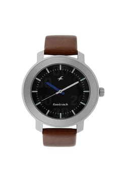Fastrack ساعة يد رجالية بسوار جلدي بتقنية الكوارتز