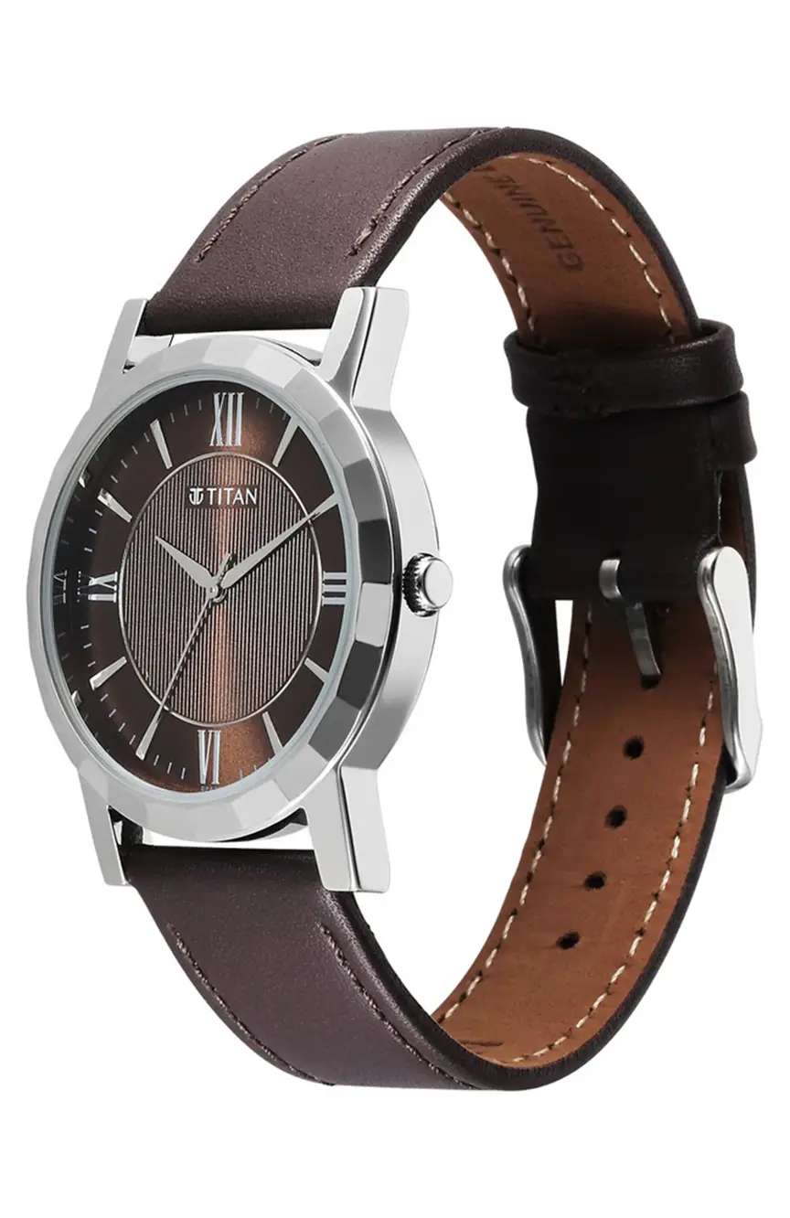 Titan Karishma Zing Quartz Analog Brown Dial Leather Strap Watch for Men