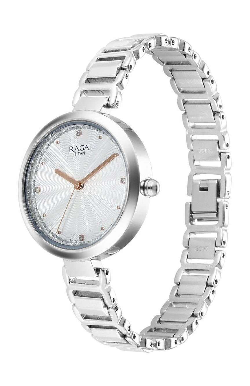 Titan Raga Memoirs Quartz Analog Silver Dial With Silver Color Metal Strap Watch For Women