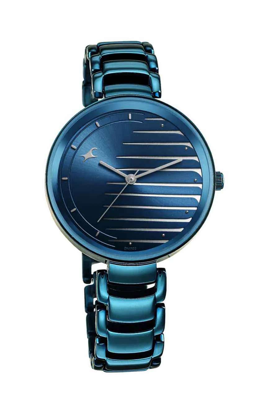 Titan Fastrack Style Up Quartz Analog Blue Dial Metal Strap Watch for Girls