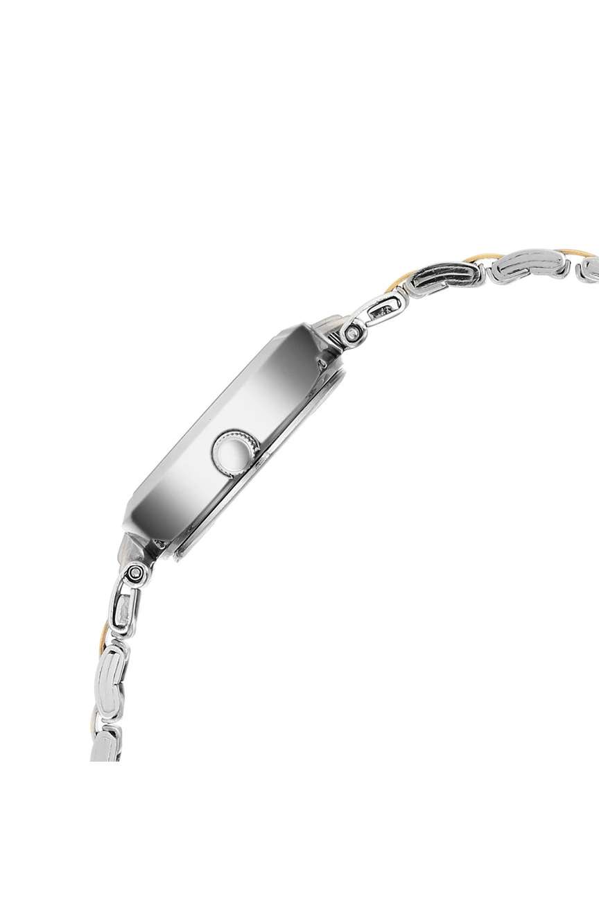 Titan Karishma Silver Round Dial Dual Tone Metal Strap Analog Watch for Women