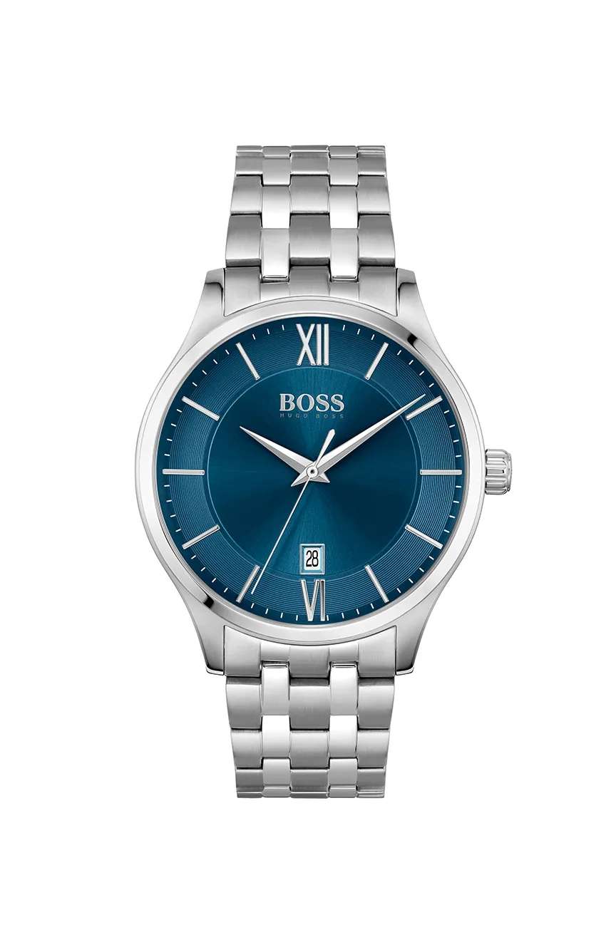 بوص ساعة يد رجالية بسوار ستانلس ستيل من بوص بتقنية الكوارتز - 1513895