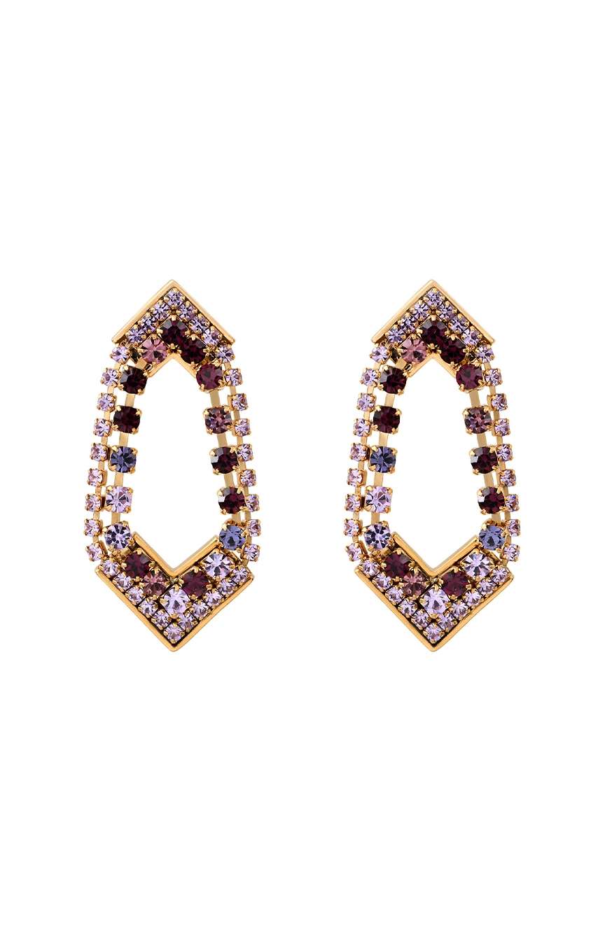 Satellite Rhinestone Prestige Crystal Stud Earrings - Purple