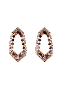 Satellite Rhinestone Prestige Crystal Stud Earrings - Purple